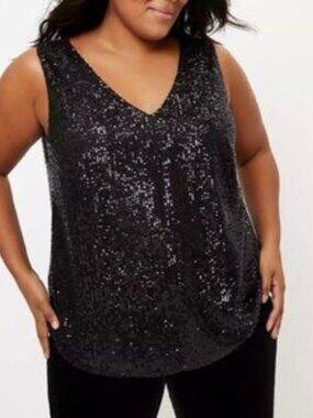 NWOT Loft Fully Sequined Sleeveless Black Tank 22
